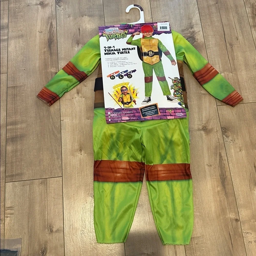NWT Teenage Mutant Ninja Turtles Tales Kids’ 4-in-1 Costume Bodysuit Green 2T